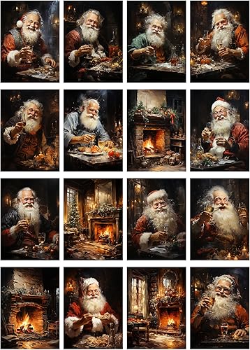 Miniatura 2 de Decoupage - Paquete de papel (35 hojas de 6 x 8 pulgadas), alegres y alegres Santas festivos y emocionados para Navidad, FLONZ Vintage Ilustración