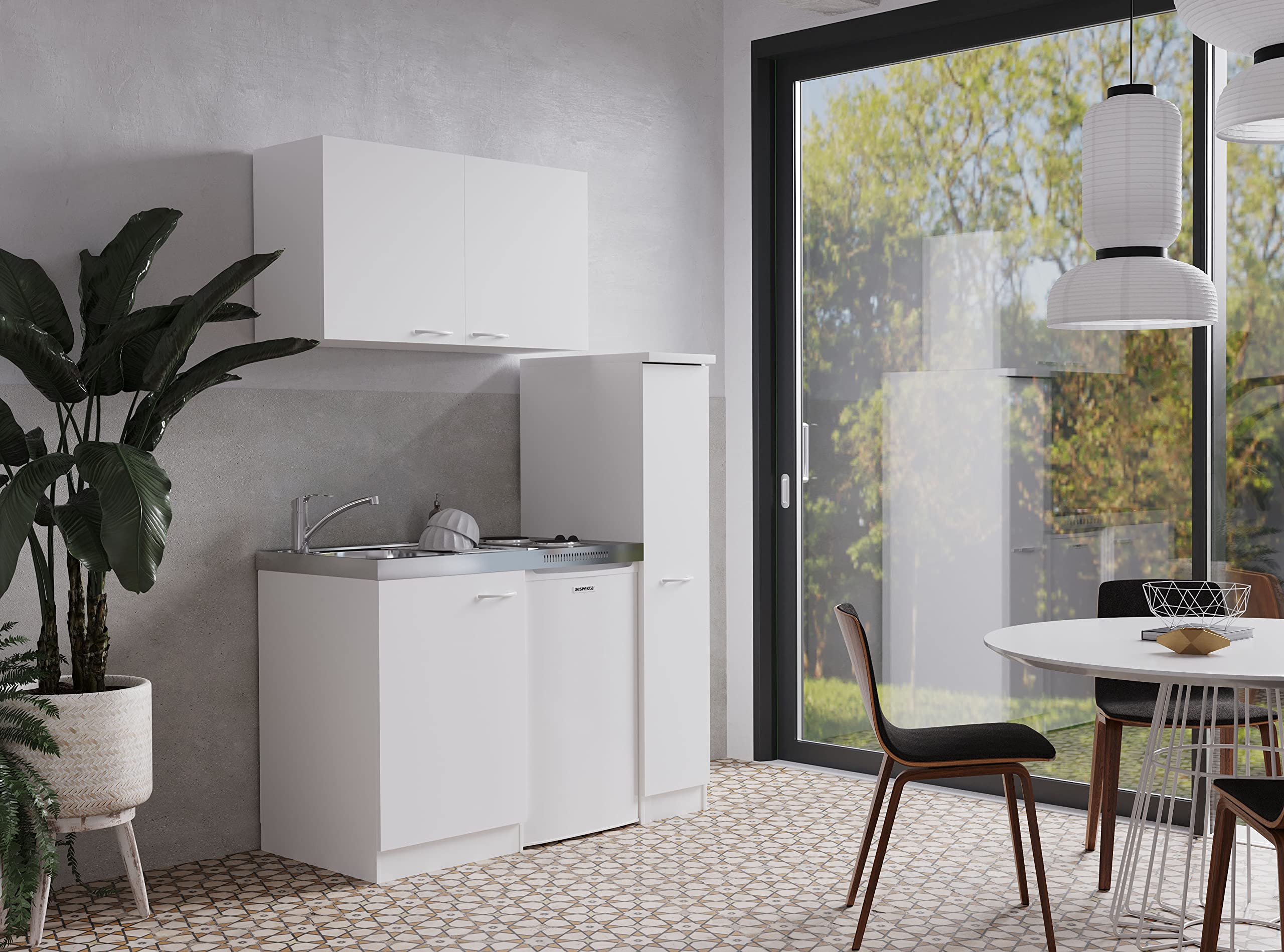 respekta Cucina mini-cucina singola Pantry Bianco Levin 130 cm