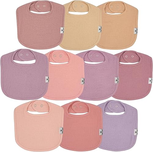 Miniatura 23 de DiaperSquad's Baby Bibs for Drooling and Teething, Bibs for Boys, Baby Girl - Solid Cotton Baby Drool Bibs Neutral
