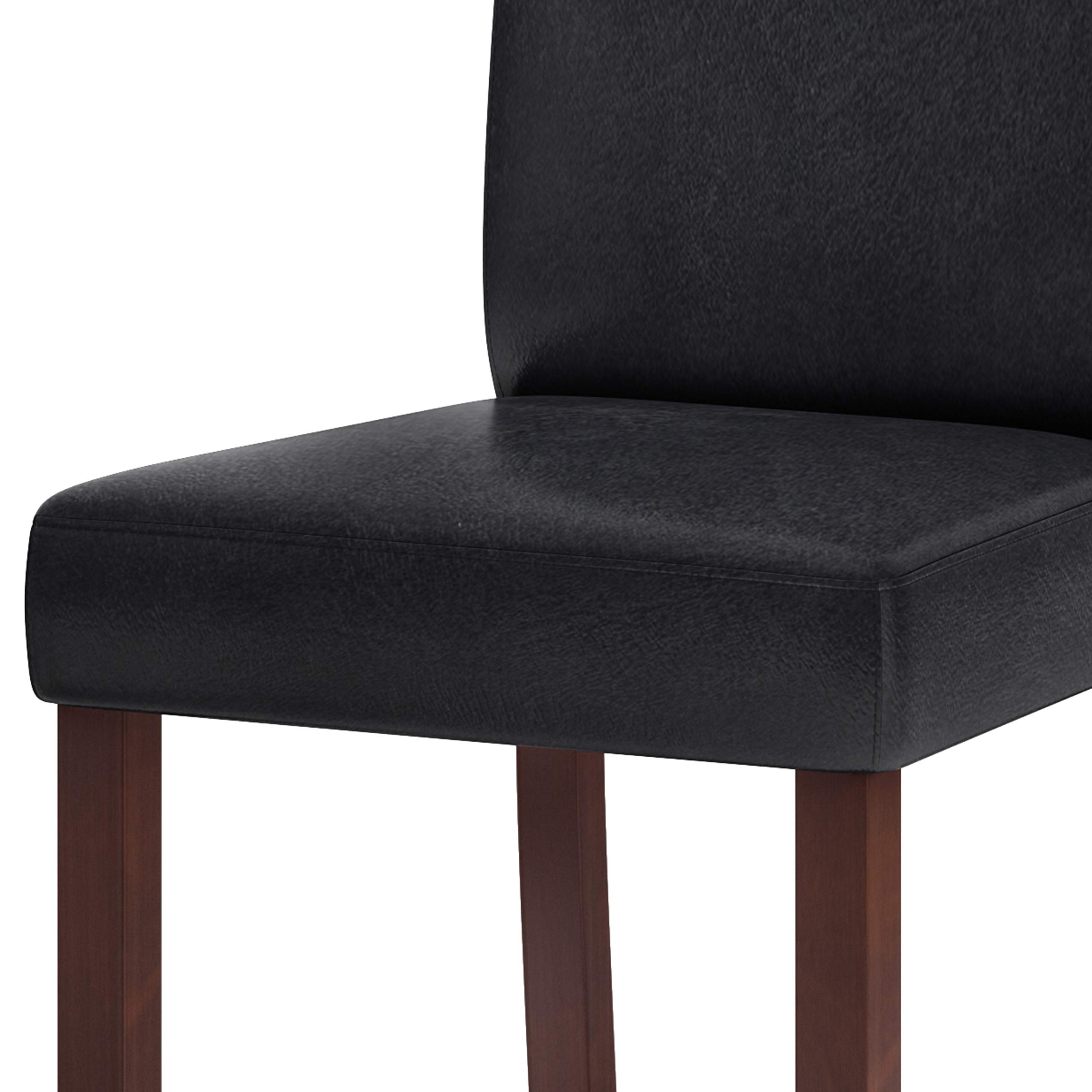 SIMPLIHOME Acadian Transitional Parson Dining Chair (Set of 2) in Distressed Black Faux Leather, For the Dining Room