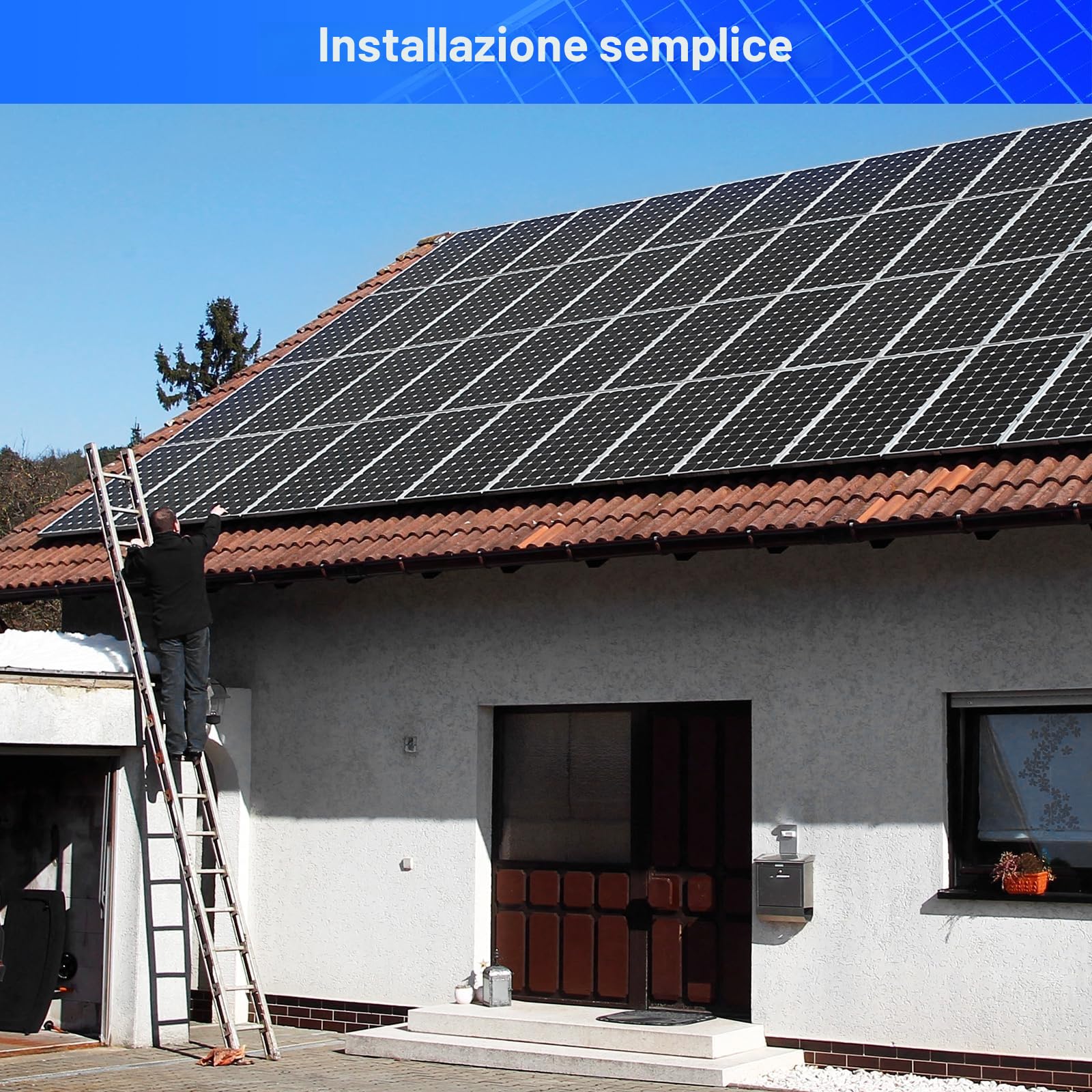 【50W 12V Pannello Solare Kit】DERUXI 50Watt 12V Pannello Fotovoltaico Mono Set: 50W Pannelli Solari+10A PWM Regolatore di Carica+4 Pcs Cavo Solare, Pannello Solares PV per Veicoli,Tetto, Barche,Camper