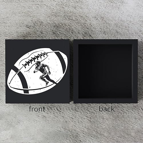 Miniatura 3 de Cartel de madera para jugador de fútbol con diseño divertido de jugador de fútbol, caja de madera negra, arte rústico, decoración de escritorio, 5 x