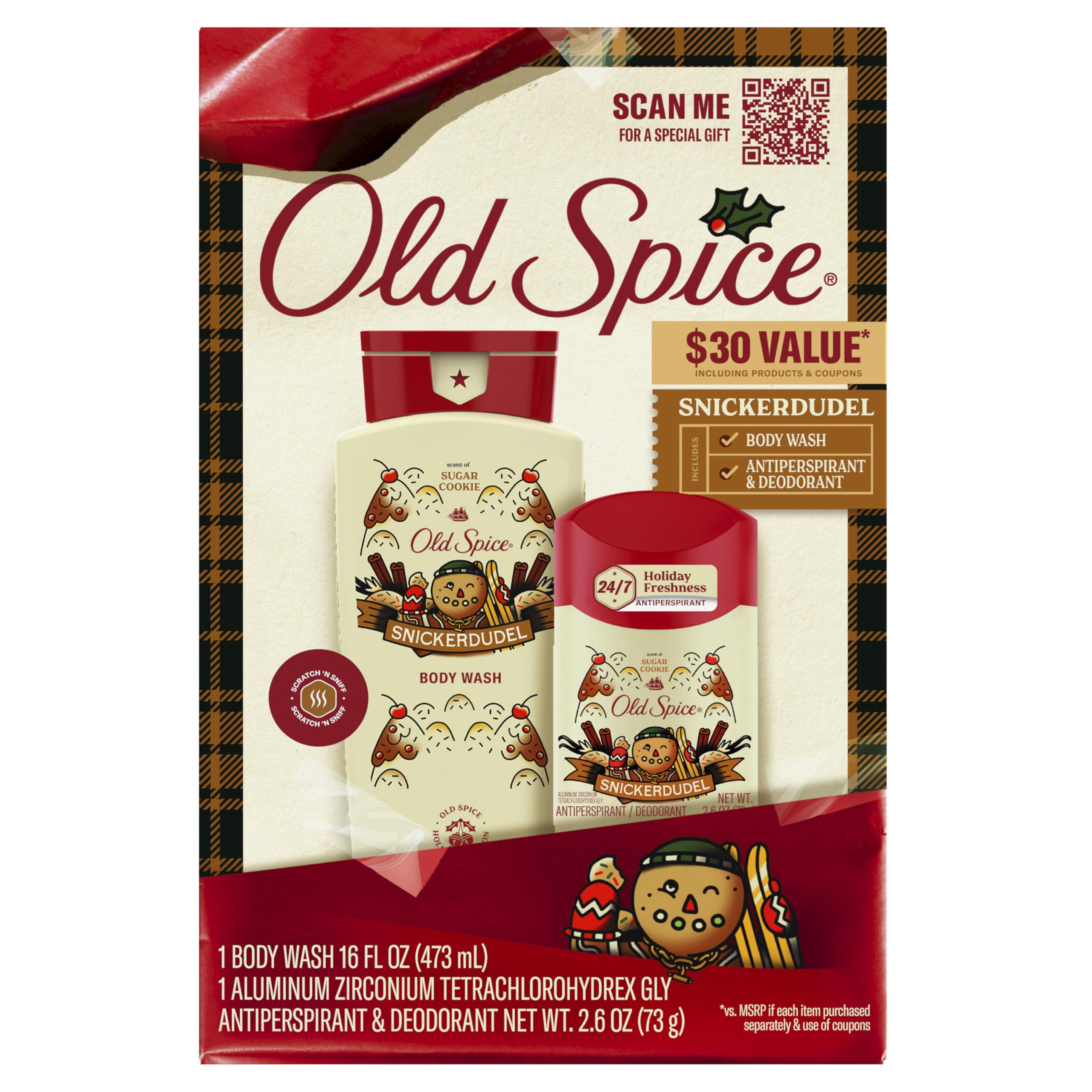 Old Spice Body Wash Aluminum Free Deodorant for Men Holidudes Snickerdudel Holiday Pack 24 7 Holiday Freshness Gift