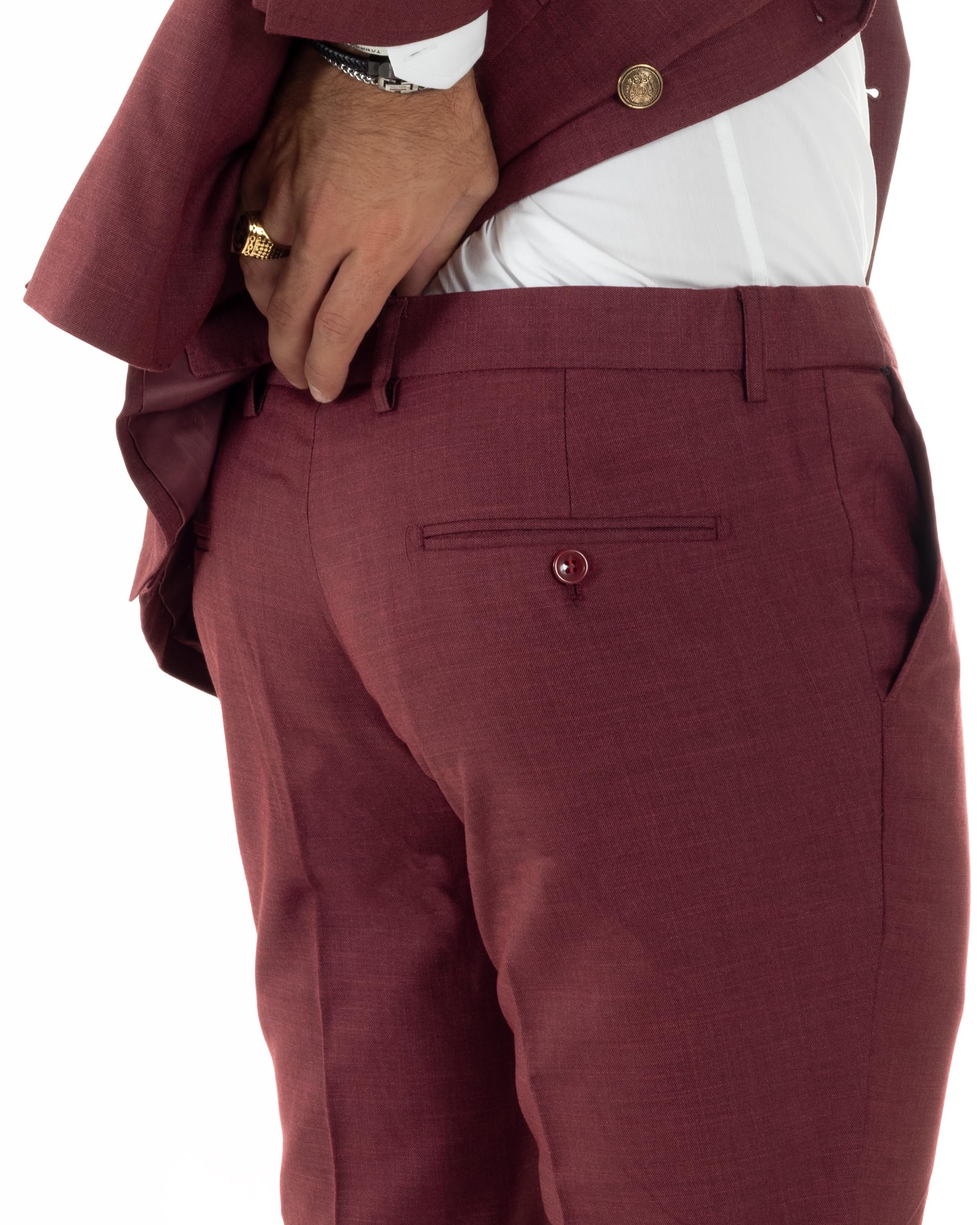Abito Uomo Doppiopetto Vestito Completo Giacca Pantaloni Bottoni Metallo Melangiato Elegante Vari Colori