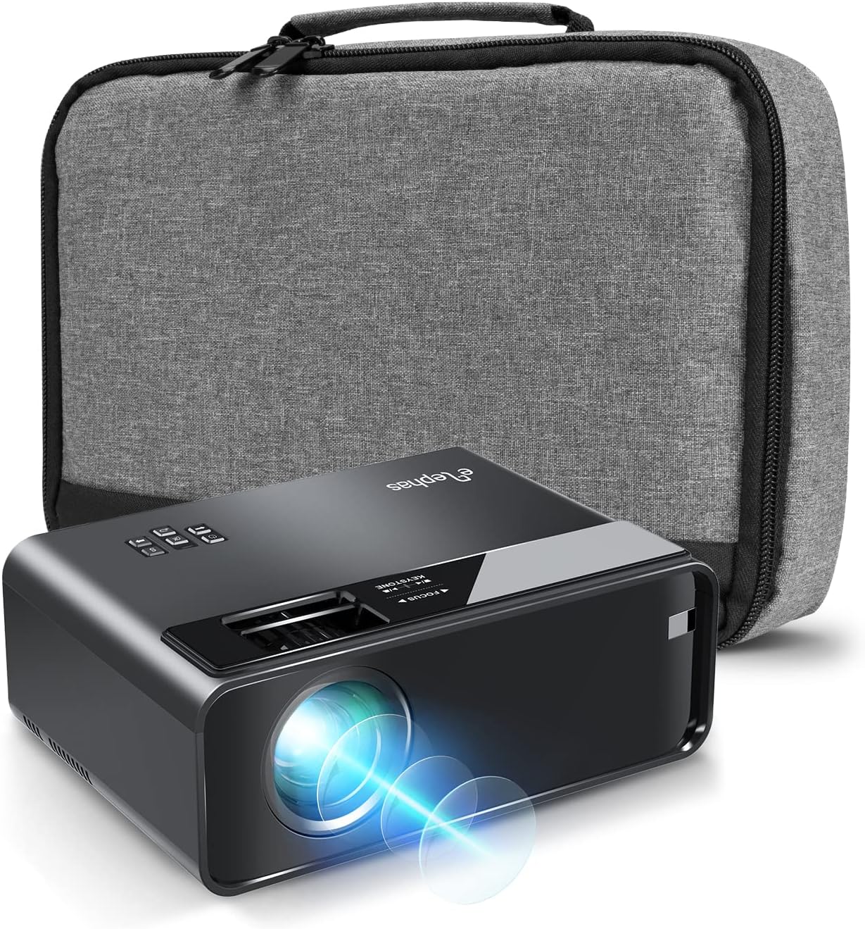 ELEPHAS Projector Case, Projector Carrying Bag with Accessories Pockets (12 x 7.5 x 4 Inches), Grey