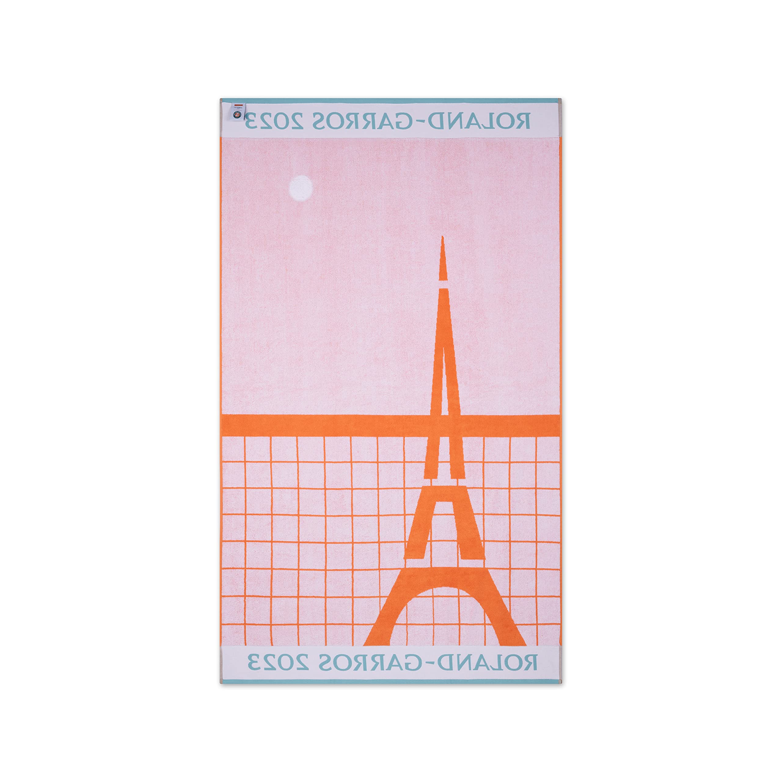 Serviette De Plage Roland Garros 2021 – 100x170 Cm, Coton Bio, Terre Battue, Léger Défaut