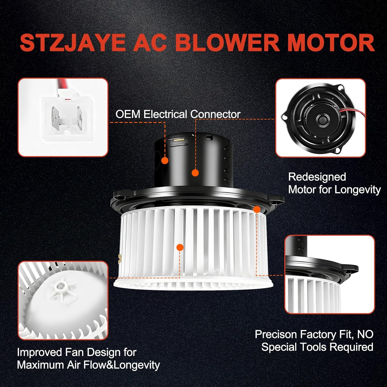 AC Heater Blower Motor Fan HVAC Motor Replacement 700010 5015866AA 615-00486 Compatible with Dodge for Ram 1500/2500/3500 1994-2002,for Jeep for Grand Cherokee 1993-1998