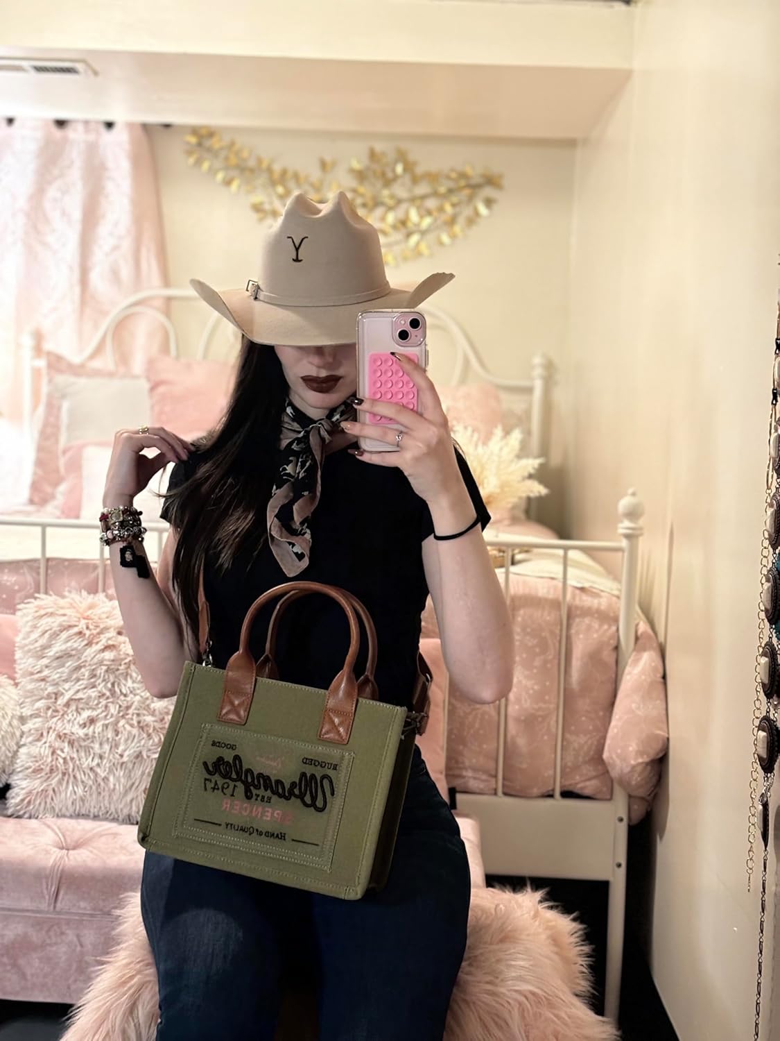 Montana West Wrangler Tote Bag for Women Retro Canvas Top Handle Purses and Handbags - Image 2