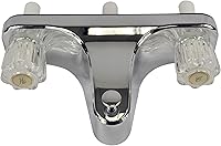 Danco 33156X Mobile Home RV Tub Shower Faucet, 8-Inch Center-Set, 2-Handle Chrome with Clear Acrylic Knobs
