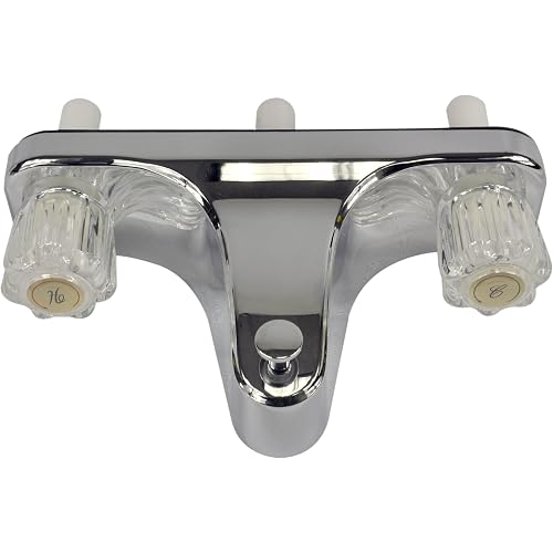 Danco Mobile Home RV Tub Shower Center-Set Faucet, 8 inch, 2-Handle, Chrome with Clear Acrylic Handles (33156X)