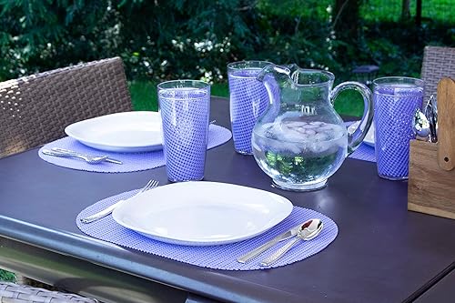 Miniatura 7 de Kraftware Fishnet - Mantel individual ovalado para mesa redonda, perla ennegrecida, juego de 6