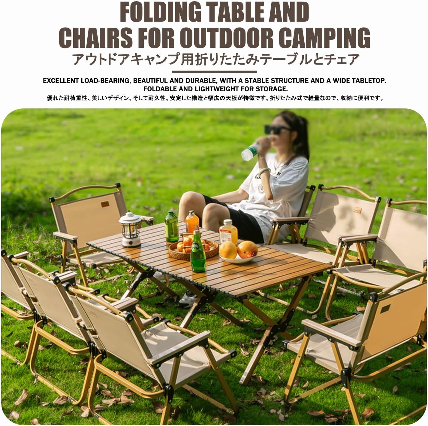 Picnic Folding Table with Chairs，Folding Foldable Table Bench，Lightweight and Easy to Carry, Suitable for Beach Trips, Garden Parties, Outdoor Barbecues, Etc.(Black,90CM+2 Chairs)