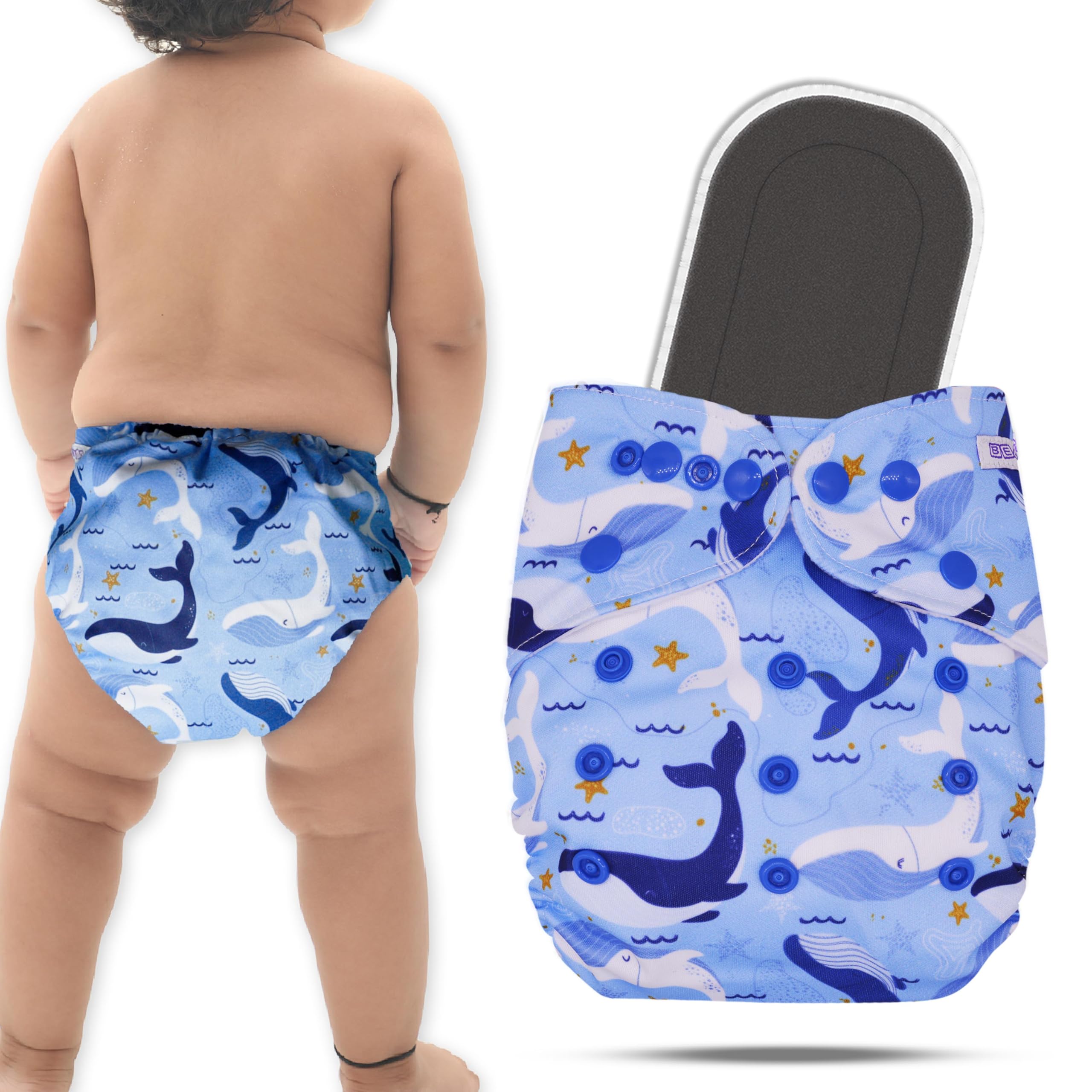 Bembika A Plus Printed Cloth Diaper with Bamboo Charcoal Inserts for Babies Washable & Reusable Cloth Nappies for Baby Leakproof and Wetfree Adjustable Cloth Diapers -(BE2669)-picture-27