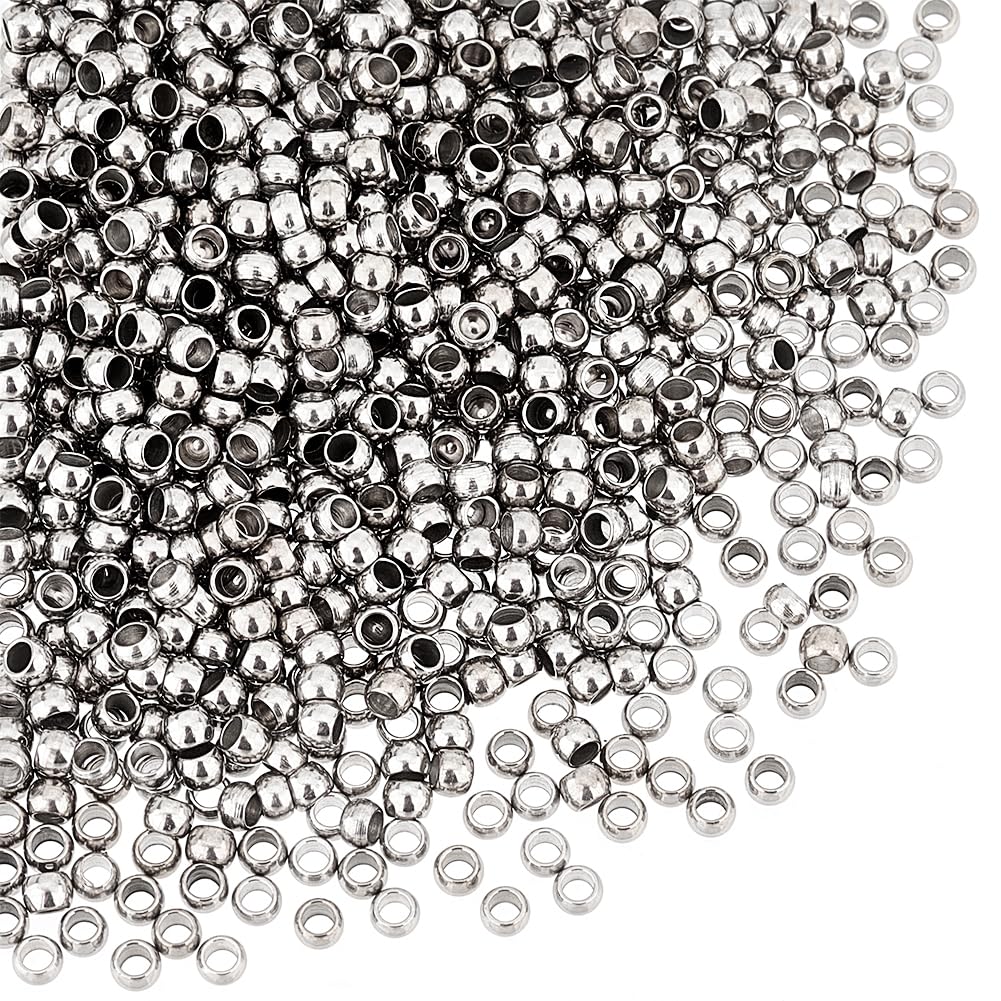 UNICRAFTALE 800pcs Round Stainless Steel Spacer Beads 2.5mm for DIY Bracelet Necklace Jewelry Making, Metal Color