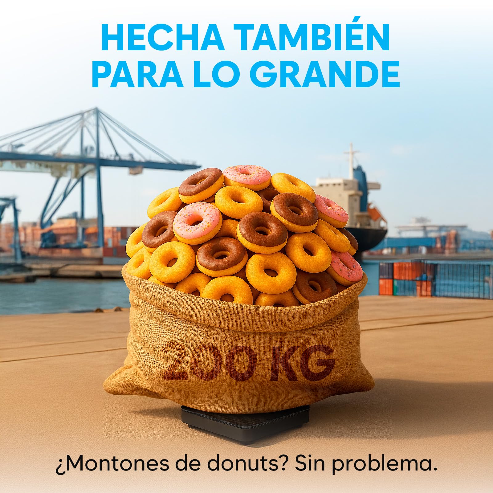 Bascula Industrial - 200 kg/10 g - Bascula Comercial de Alta precisión con Función de Retención/Tara - Perfecta para Paquetes, Equipaje, Uso Profesional - Batería y cable incluidos - Alfombra Negra