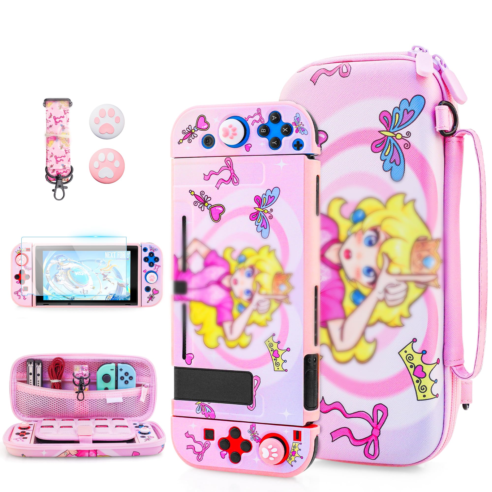 Amazon.com: FUNDIARY Cute for Princess Peach Carrying Case Compatible ...