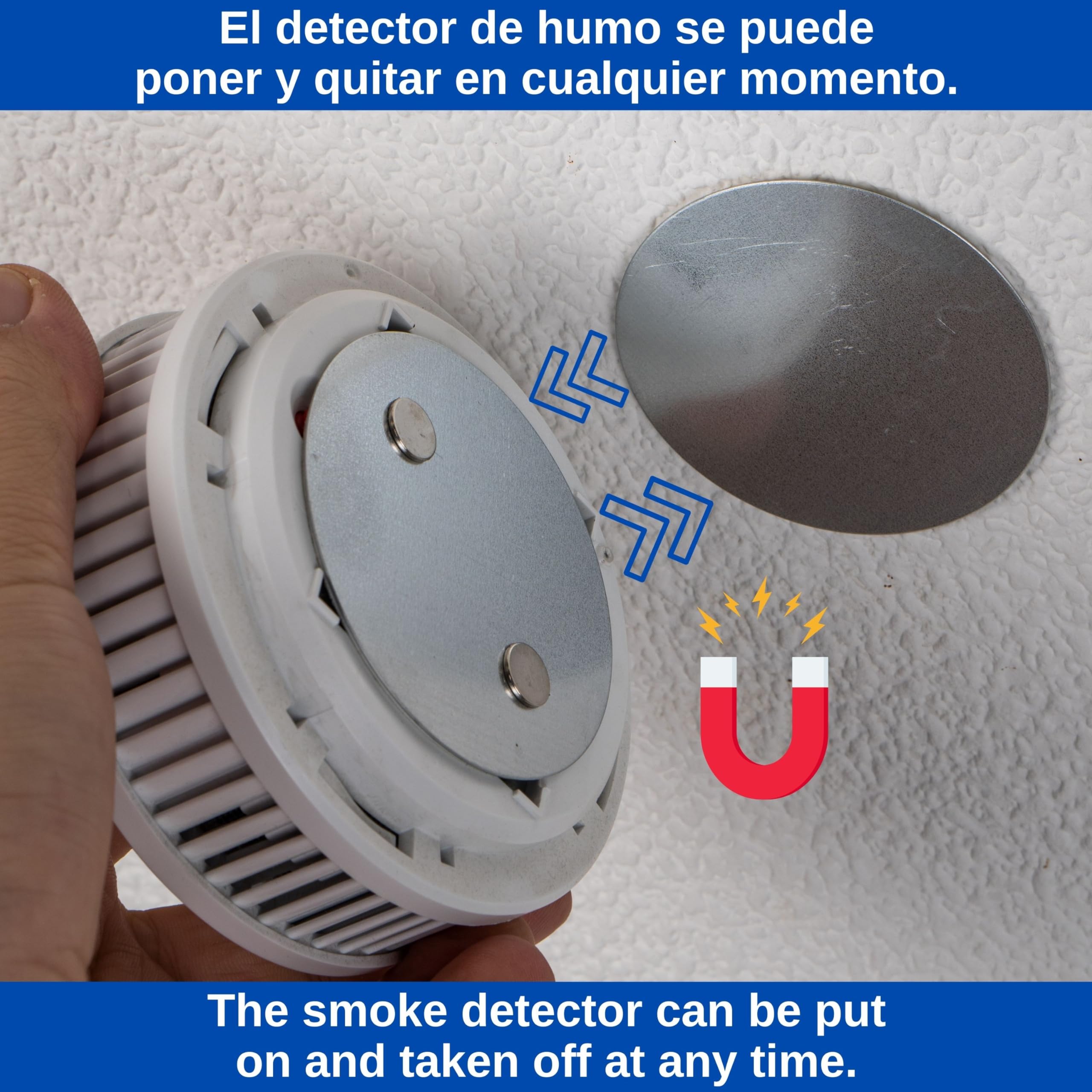 Soporte Magnético para Alarma de Humo, 10 Piezas, Diámetro Ø 70 mm, para Pegar o atornillar, Adhesivo para alarmas de Incendios y Humo, Soporte detectore Incendio Humo, Soporte Almohadilla Adhesiva