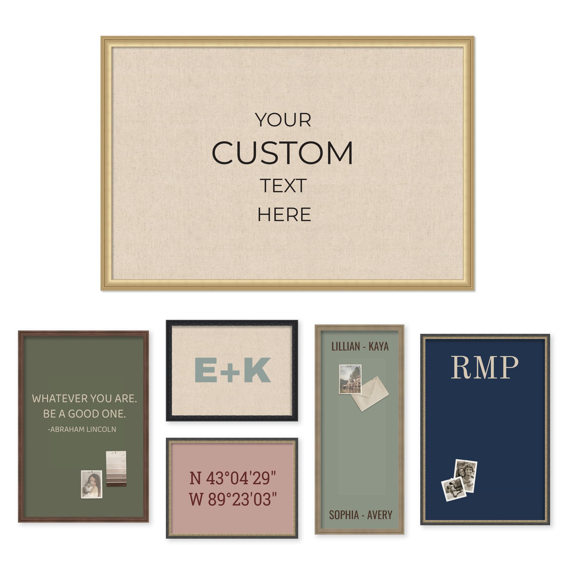 Kate and Laurel Personalized Pinboard Neutral Weave 38 x 26, Customizable Text Bulletin Board, Wall Organizer and Custom Poster Gift for Use as Wall Art, Cork Board, Vision Board, Dorm Decor