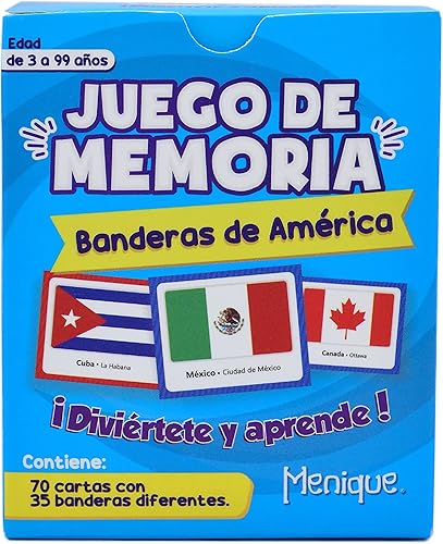 Miniatura 1 de Menique Banderas de las Américas juego de memoria a juego en español para niños y adultos 70 azulejos