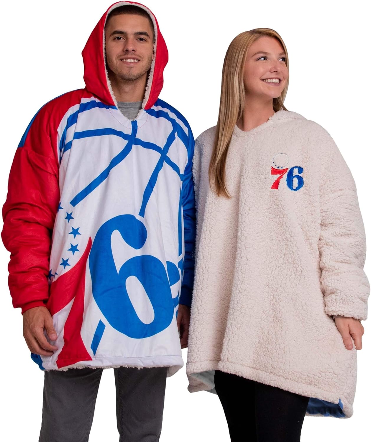 foco NBA unisex Reversible Oversized Sherpa Hoodie Sweatshirt Colorblock Hoodeez