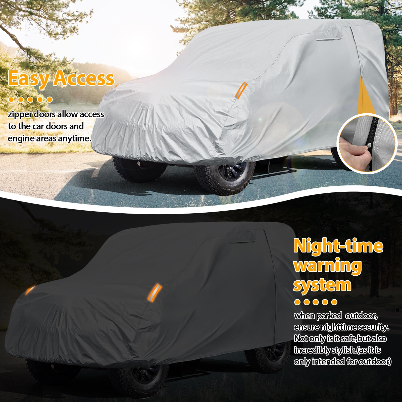 Telo copriauto impermeabile Land Rover Defender 90 1990-2016, telo di copertura per tutte le stagioni, con chiusura lampo, porta e parabrezza, grigio