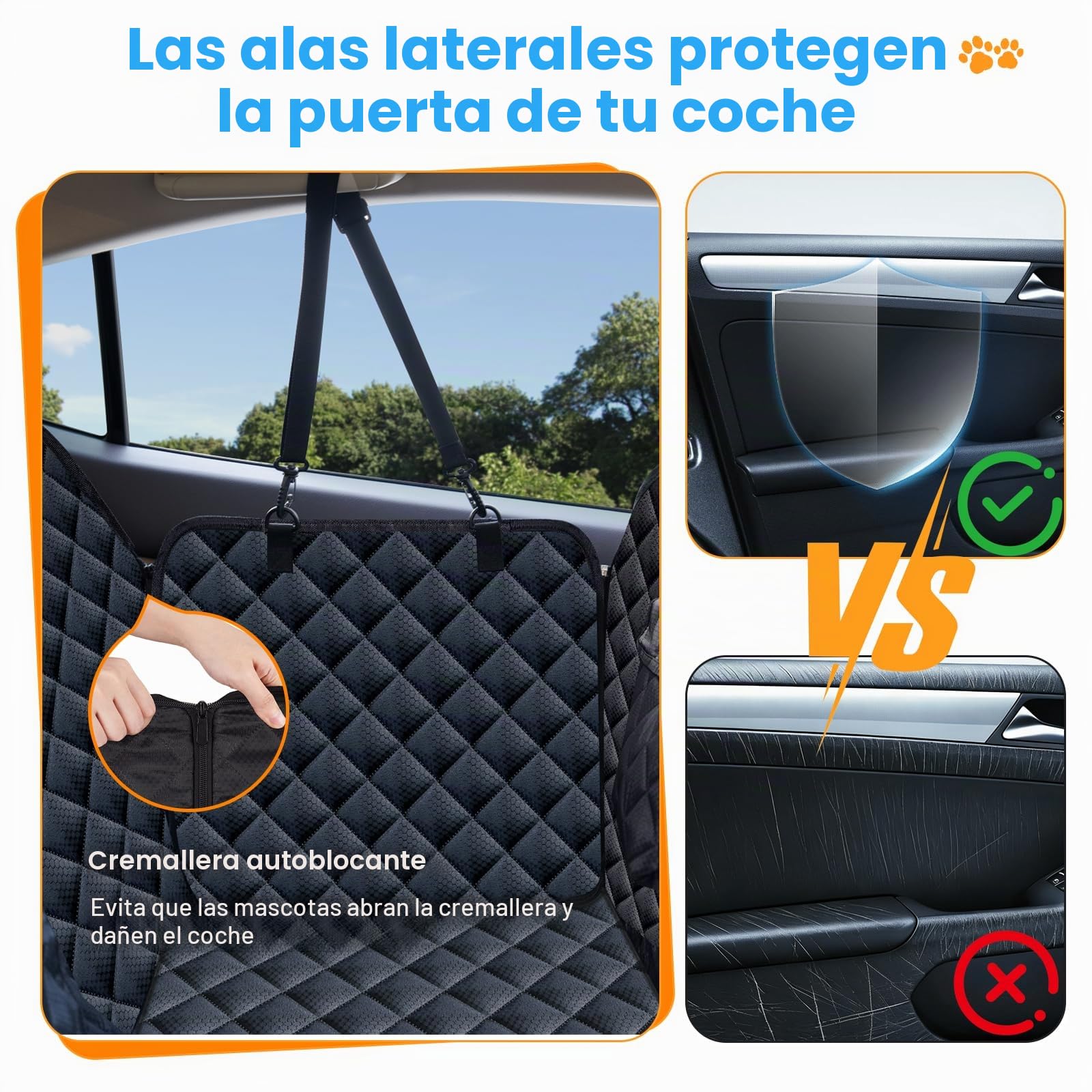 Funda para Asiento de Coche para Perros, Hamaca para Perros Impermeable con Ventana de Malla, Funda Protectora para Asiento Trasero Antideslizante y Resistente a Arañazos para Coches, Camionetas y SUV