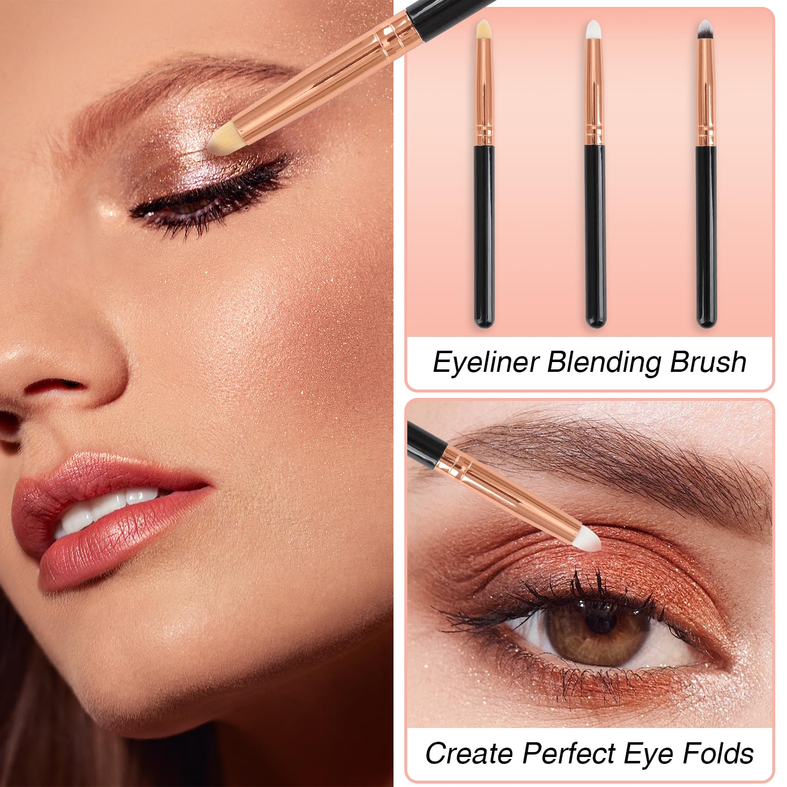 Urtlia Professional Small Pencil Eyeshadow Brush 8Pcs for Eye Shadow Eyeliner Smudge Blending Precision Perfect Cut Crease Makeup Brushes Tool Set?Black-EA01?