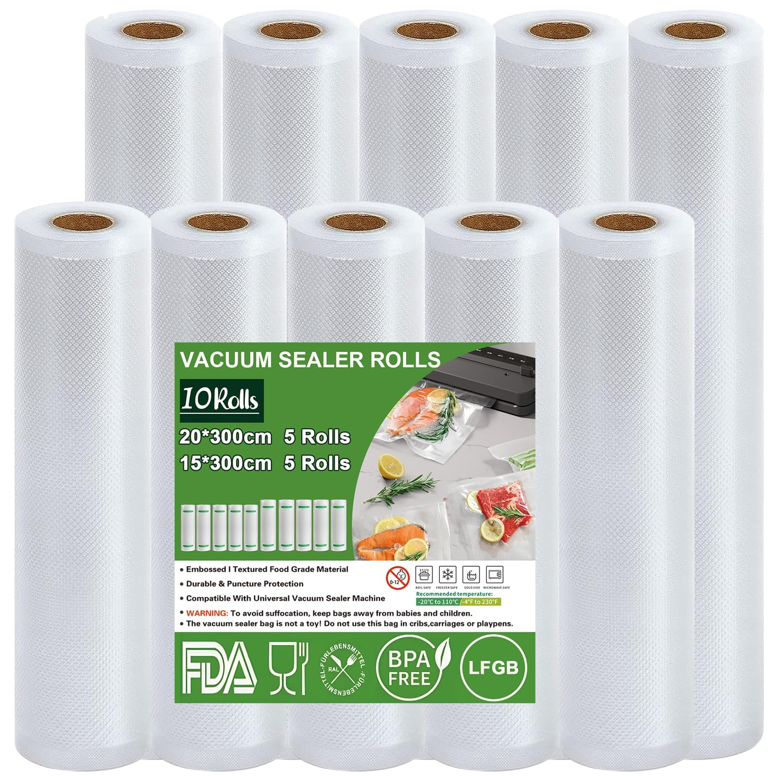 Omtofo 5 rollen vacuümzakken, 15 x 300 cm/rol, voedselzakken, BPA-vrij, scheurvast, 150 µm, voor alle vacuüm- en magnetronafdichtingsmachines Omtofo 5 rollen vacuümzakken, 15 x 300 cm/rol, voedselzakken, BPA-vrij, scheurvast, 150 µm, voor alle vacuüm- en magnetronafdichtingsmachines