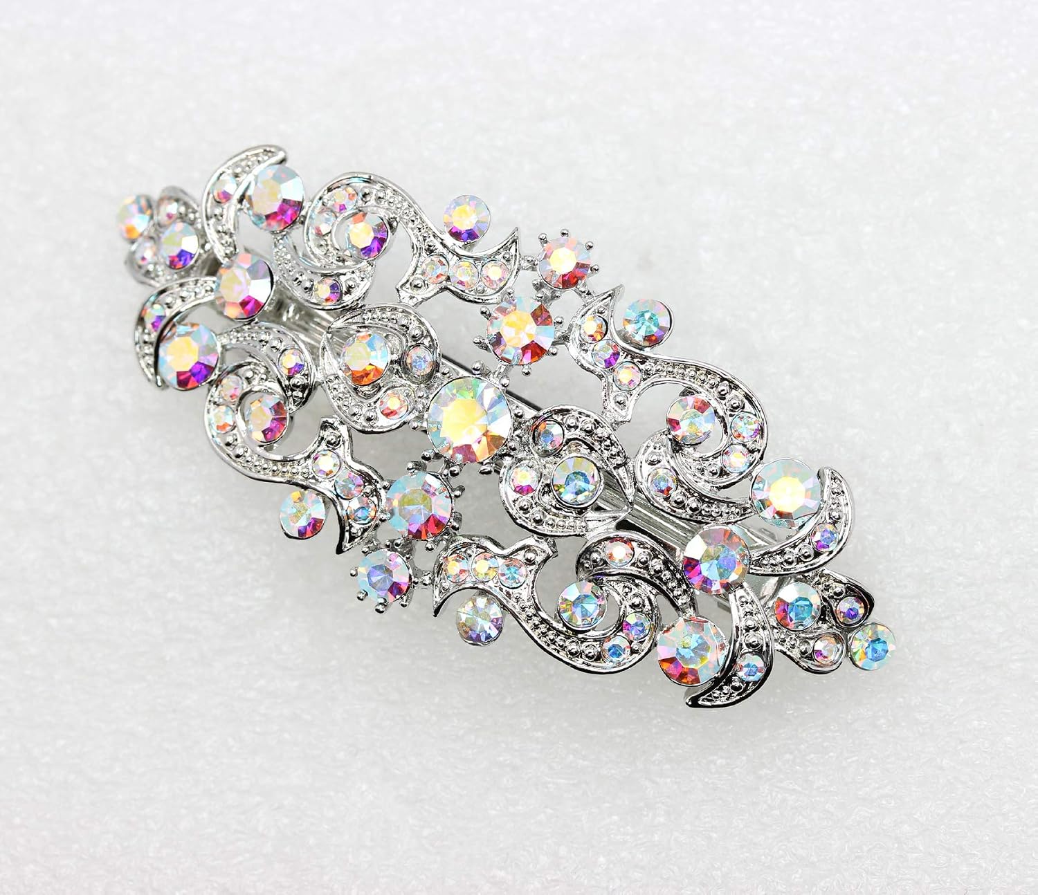 Faship Gorgeous AB Rhinestone Crystal Floral Barrette