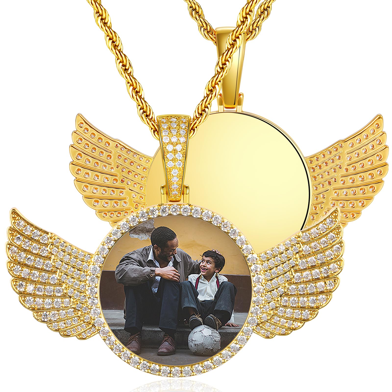 YIMERAIRE Picture Chain Pendant 18K Gold Plated Hip Hop Pendant Necklace