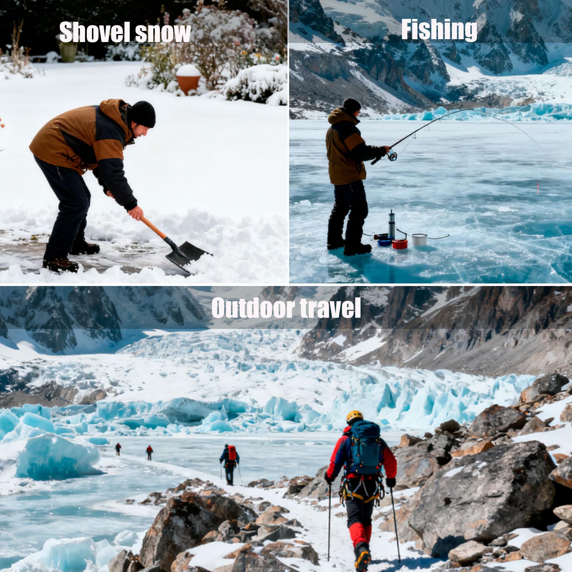 Grödel für Wanderschuhe & Bergschuhe, Universal Steigeisen 14 Zähne, Crampons Spikes für Schuhe, Grödeln Snowline geeignet, Antirutsch Grödel für Schnee & EIS, Winter-Abgleitschutz