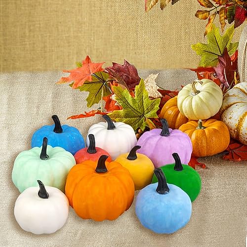 Miniatura 7 de JIABNUKKN Decoraciones de calabaza de Halloween para niños, 10 piezas, pintura tu propia calabaza artificial, calabaza blanca, kit de decoración de