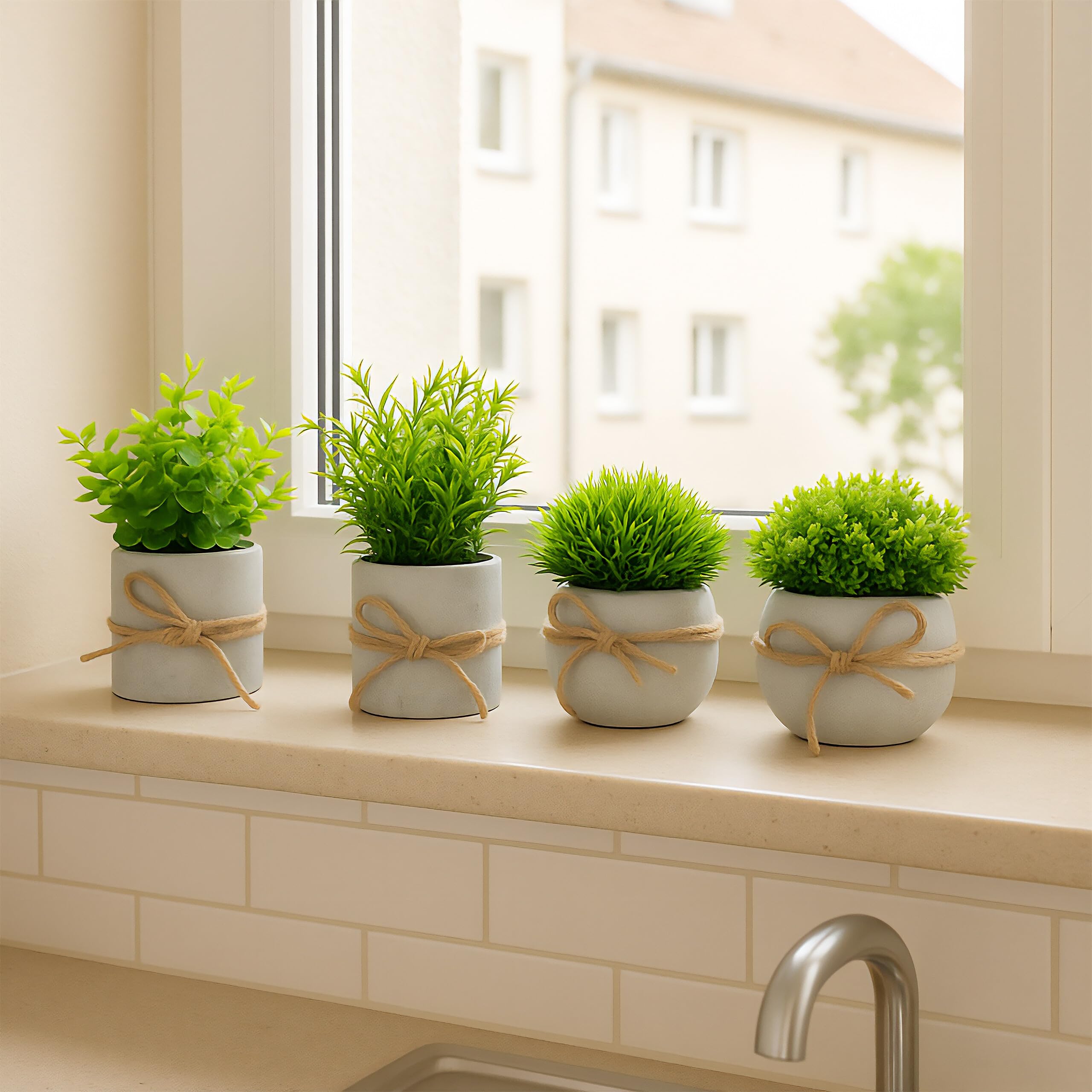 Relaxdays kunst hangplant, set van 2, hangende kunstplant in pot