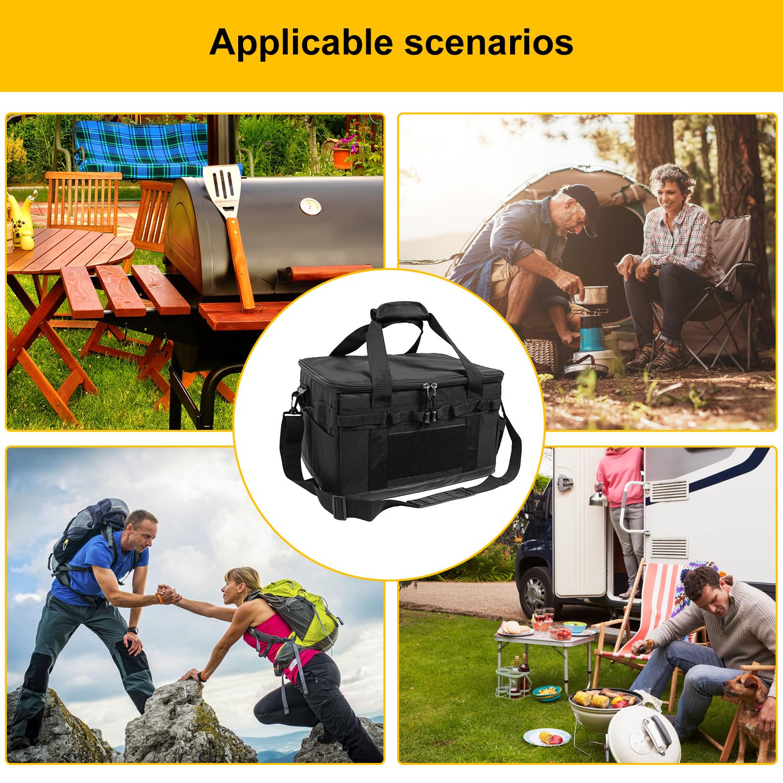 Borsa portaoggetti da campeggio, 40 x 30 x 25 cm, in tessuto Oxford 600D | capacità 30 l, resistente all'usura, borsa da viaggio impermeabile, organizer da picnic, per allenamenti all'aperto