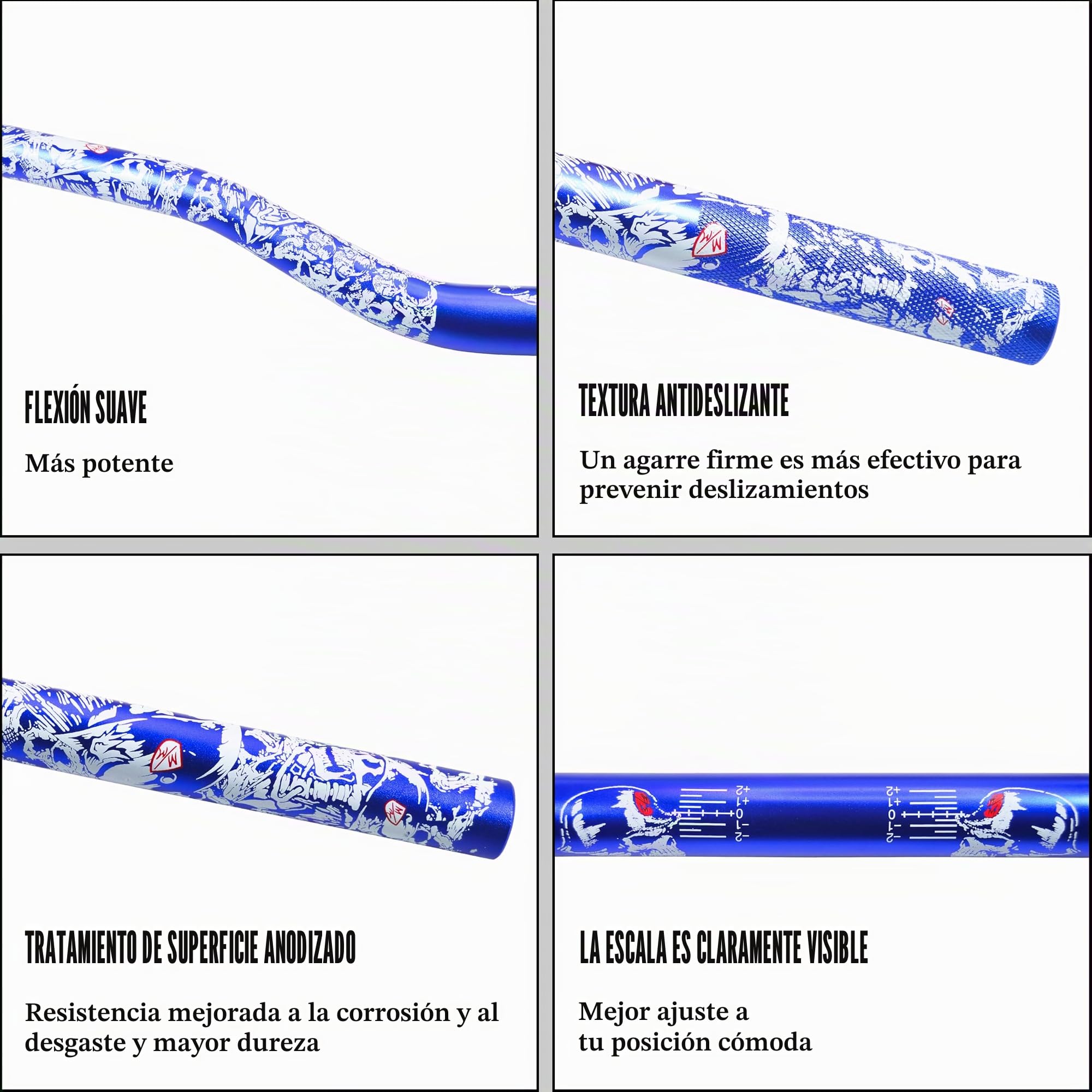 Manillar universal de 28 mm 1 1/8" para CRF KLX KX LTR TRX SX SXF EXC XCW, para motocross, pit, moto de cross, scooter, ATV, quad, Grizzly Hawk 250, bicicletas (azul)