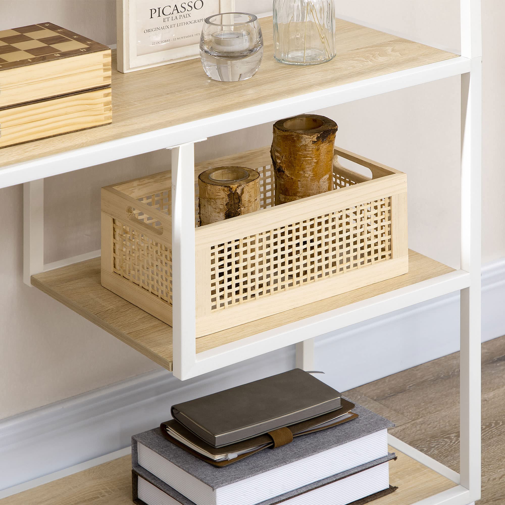 HOMCOM Estantería de Almacenamiento Industrial 83x34x180 cm Roble | Estantería para Salón, Librería, con Marco de Acero, para Oficina Estudio Cocina