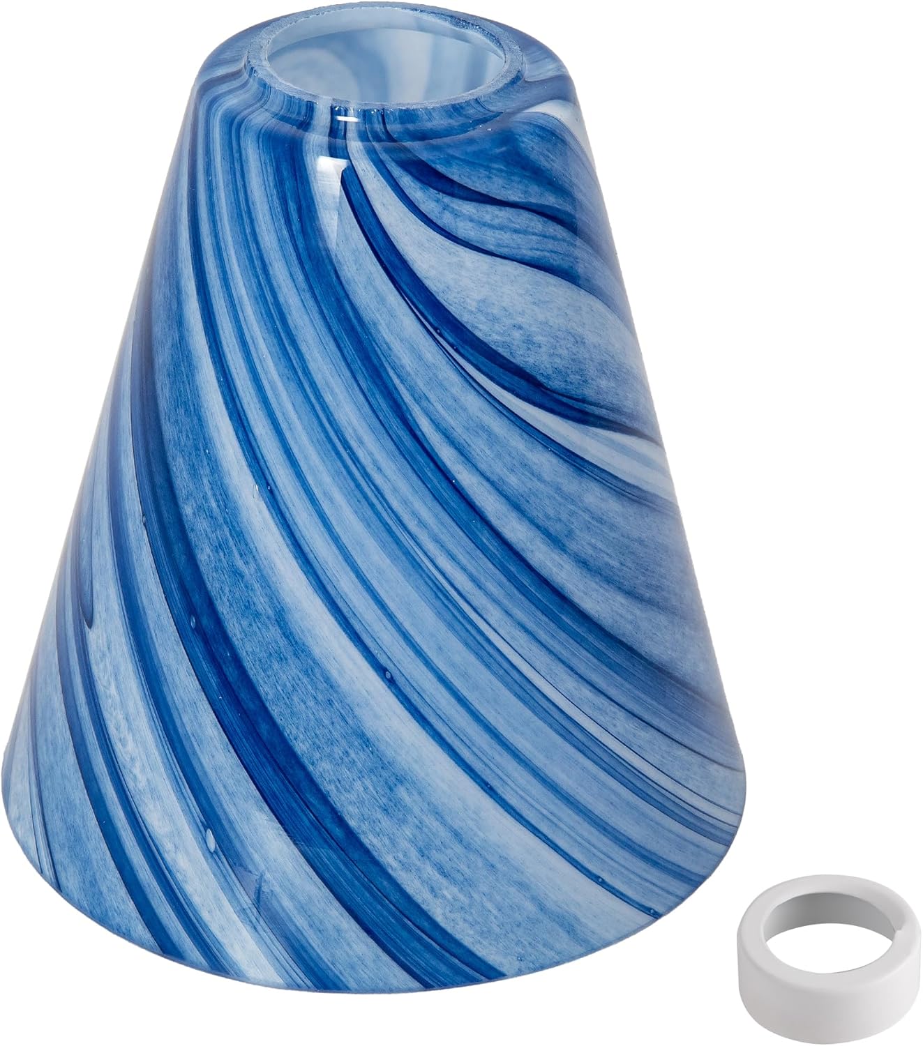 Dark Blue Marble Glass Pendant Lamp Shade 5.9" Art Glass chandeliers Cover Mini Horn Shape Light Shade Replacement Shade Only Light Fixtures for Kitchen Island Pendant Light 1-Pack