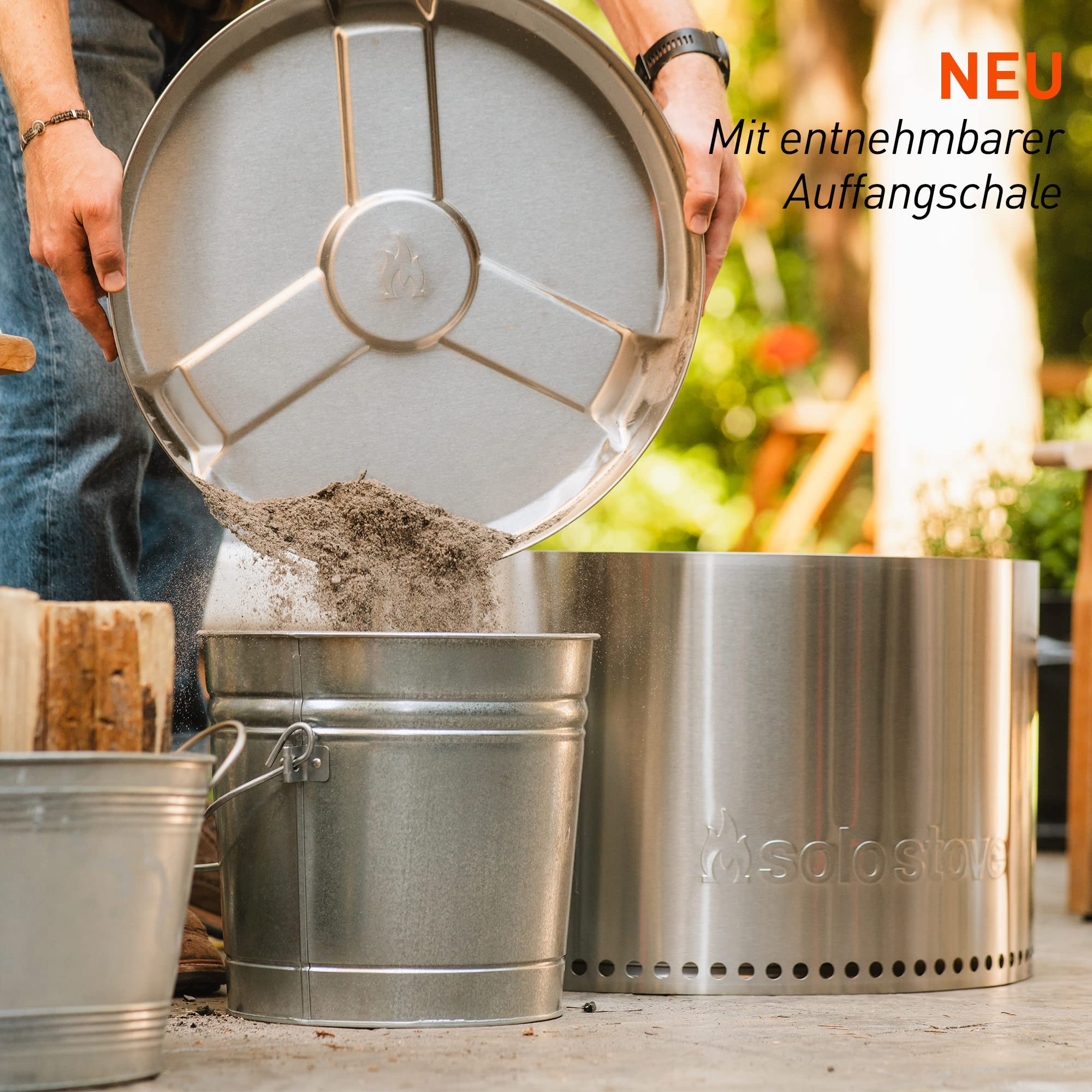 Solo Stove Feuerschale Bonfire 2.0 mit Standfuß | Feuerstelle für Raucharme Holzverbrennung, Herausnehmbare Auffangschale, Mobile Outdoor Feuertonne für Unterwegs, Edelstahl, 49,5 x 44,5 cm, 11,4 kg