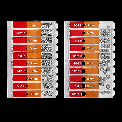 Miniatura 4 de EEEEE 700pcs 20 tamaños (imperial y métrico) doble escala 304 rodamiento de bolas de acero inoxidable Slingshot munición surtido rodamientos de