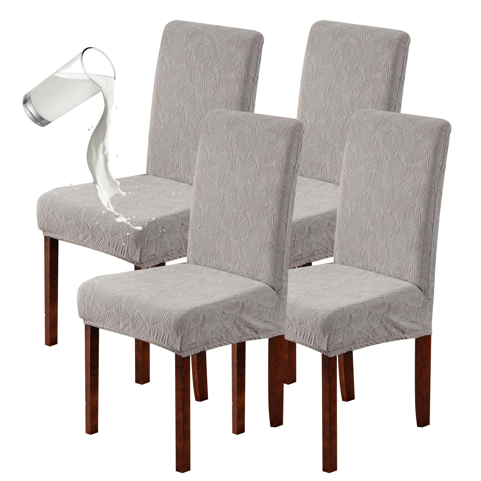 Genina 100% Waterproof Dining Room Chair Covers Set of 4 Stretch Kitchen Chair Covers Parsons Chair Slipcovers for Dining Room Chair Protector Cover,