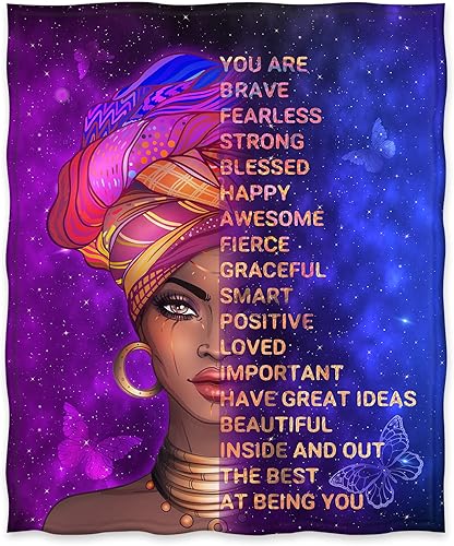 Miniatura 8 de Jekeno Manta con estampado de niña negra afroamericana con texto en inglés "I AM The Queen", regalos para mujeres, niños, niñas, amigas, decoración