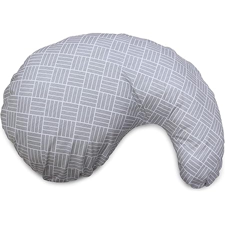 Boppy Cuddle Pregnancy Pillow with Removable, Breathable Pillow Cover, Plush Contoured Support, Prenatal and Postnatal Positioning, Gray Basket Weave