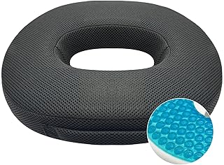 Gel Seat Cushion Non-Slip Orthopedic Donut Pillow & Memory Foam Coccyx Cushion for Tailbone Pain - Office Chair Car Seat Cushion - Sciatica (Black-Big)