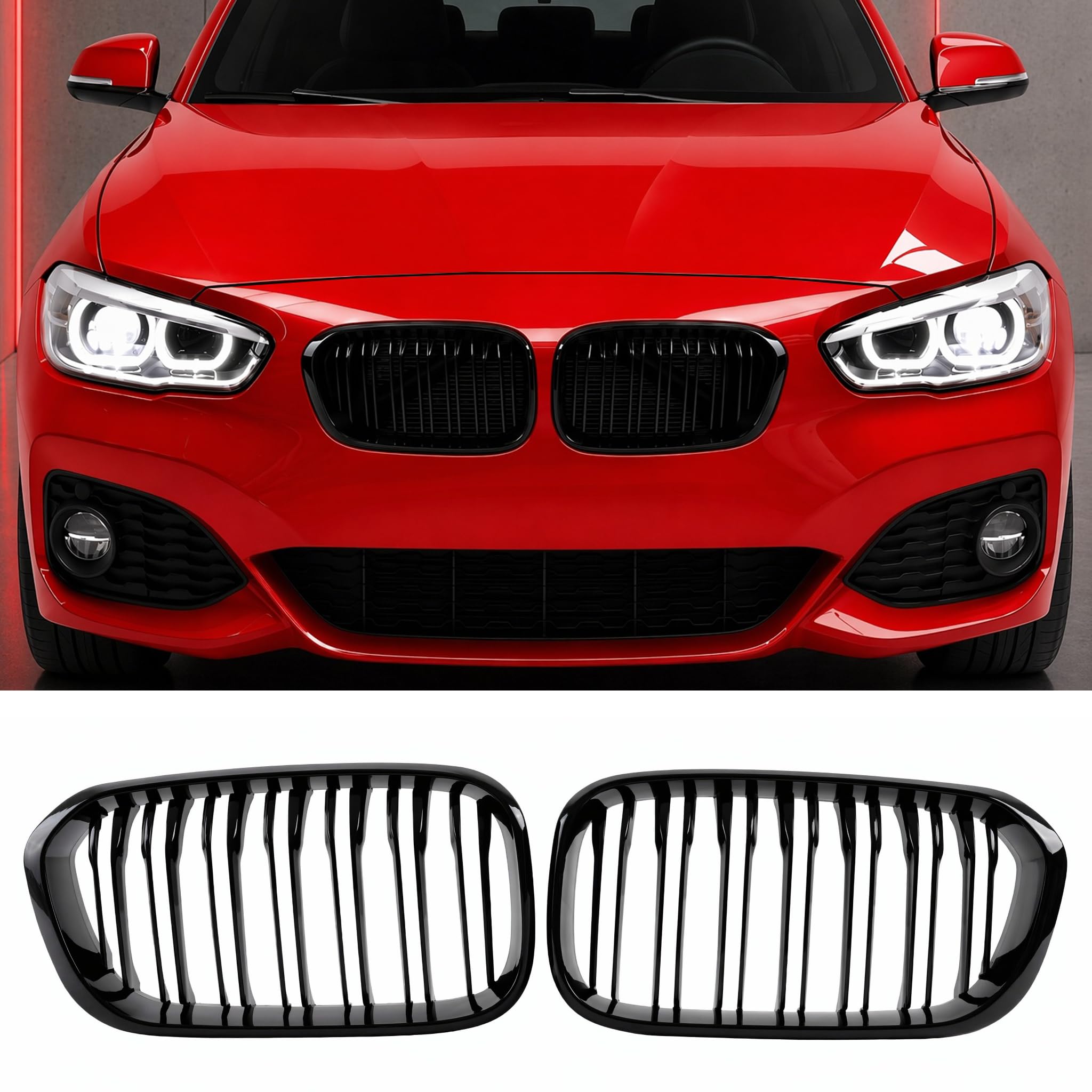 F20 Griglia Radiatore Anteriore Nera Lucida, Compatibile con BMW Serie 1 F20 F21, 2015-2018 (For 1er F20 2015-2017)