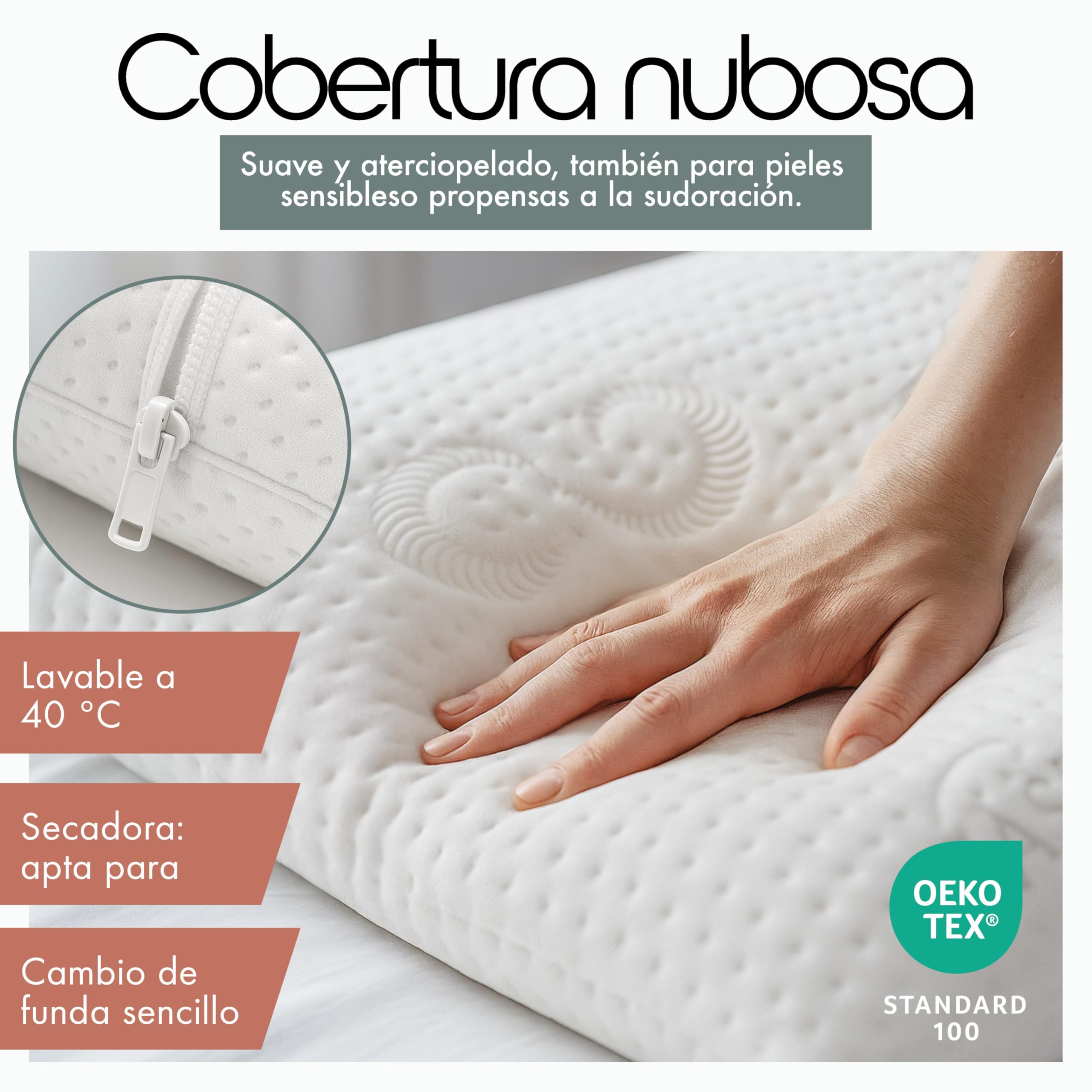Blumtal Almohada Cervical de Espuma viscoelástica – Almohada de Espuma viscoelástica de 70 x 36 cm, con Funda Lavable, con certificación Oeko-Tex, 7 cm de Altura