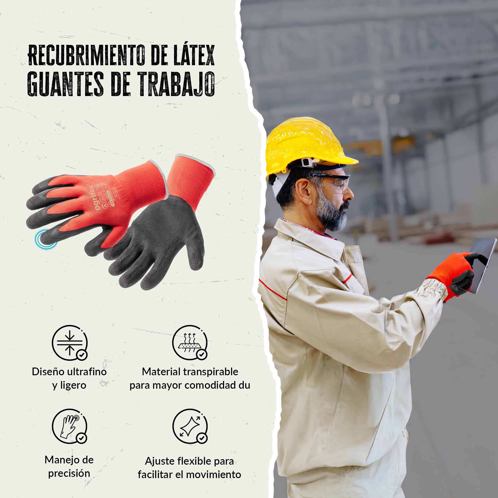 24 pares de guantes de trabajo recubiertos y porta clip para guantes FUZZIO®