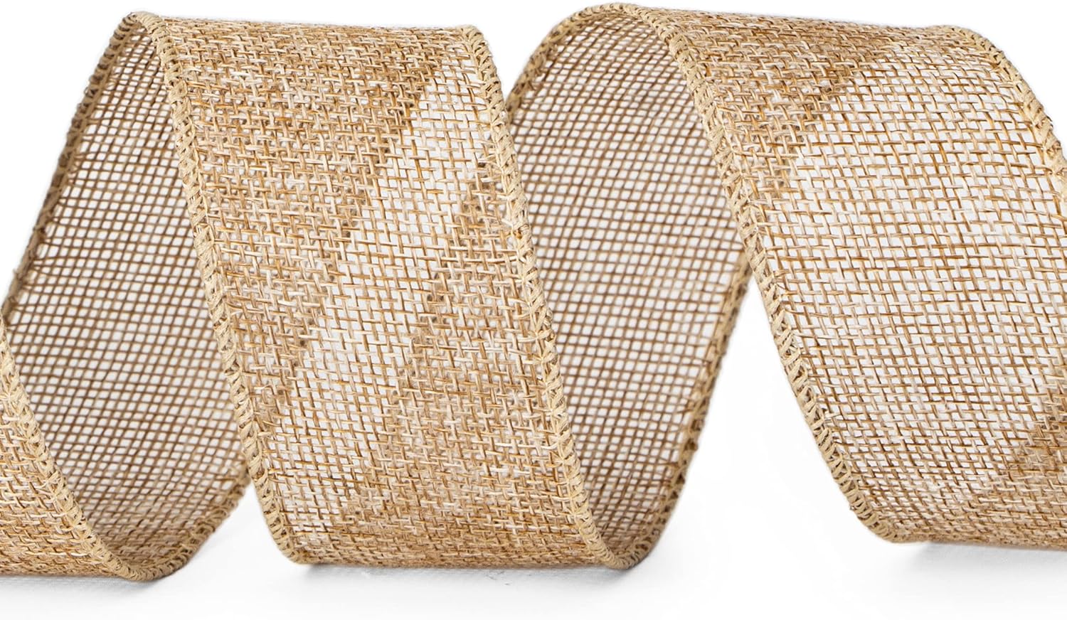 Ribbli Burlap Wired Ribbon,1-1/2 Inch x 10 Yard,Natural,Solid Wired Edge Ribbon for Big Bow,Wreath,Tree Decoration,Outdoor Decoration