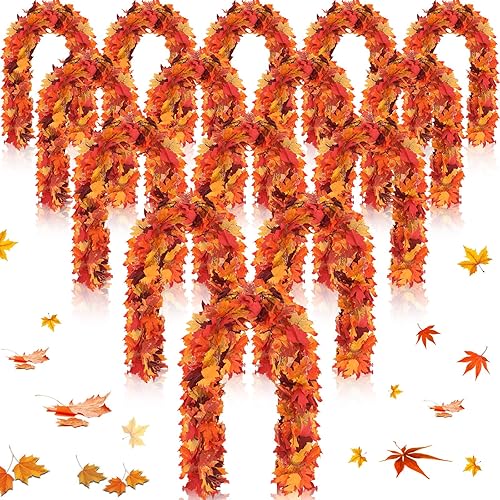 Retrowavy Paquete de 20 guirnaldas de hojas de otoño a granel de 5.6 pies, guirnalda artificial de hojas de arce de Navidad, guirnalda de otoño