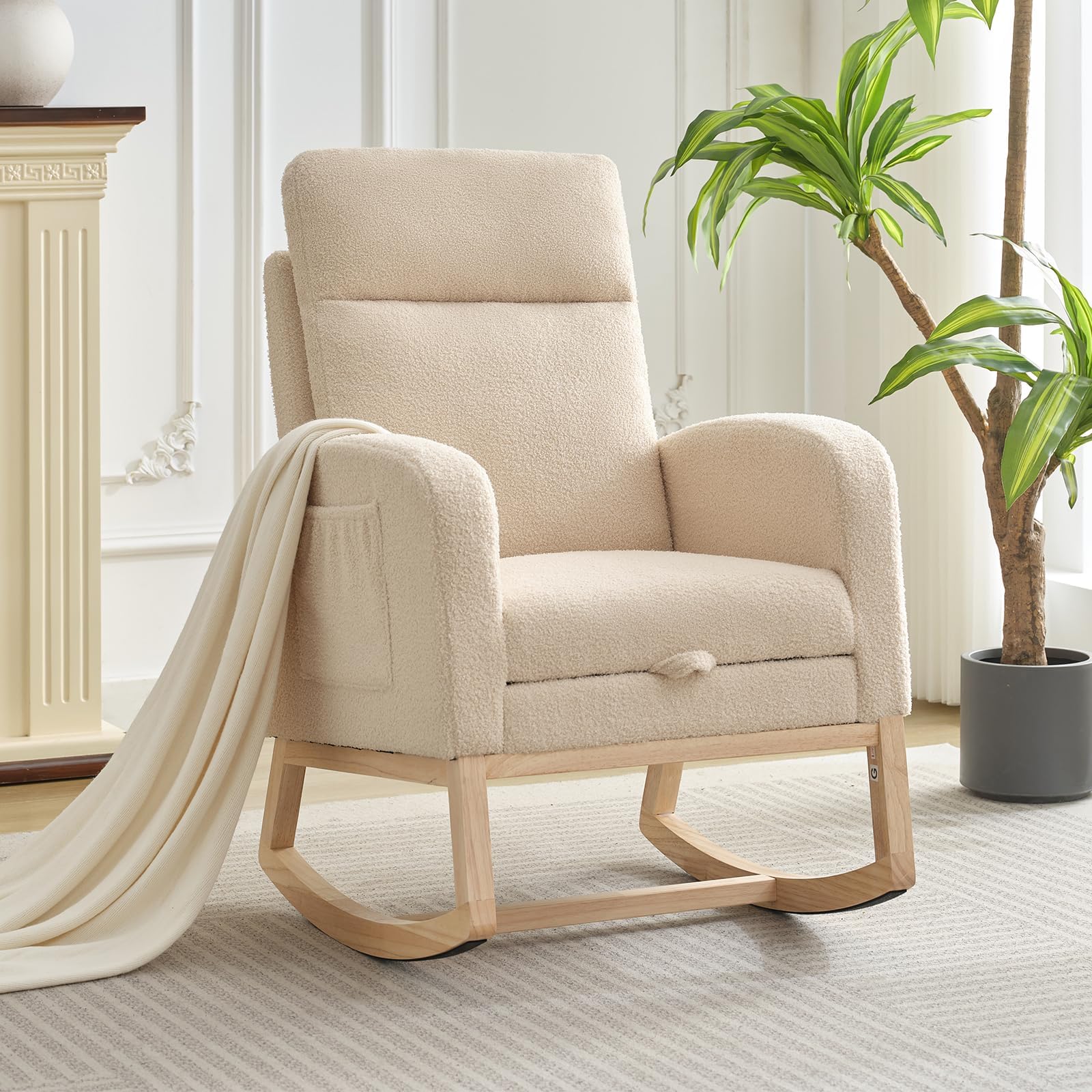 Sillas mecedoras de Lactancia con reposapiés, sillas mecedoras con Respaldo Alto, sillón tapizado con Base de Madera Maciza para el salón, el Dormitorio y la habitación del bebé