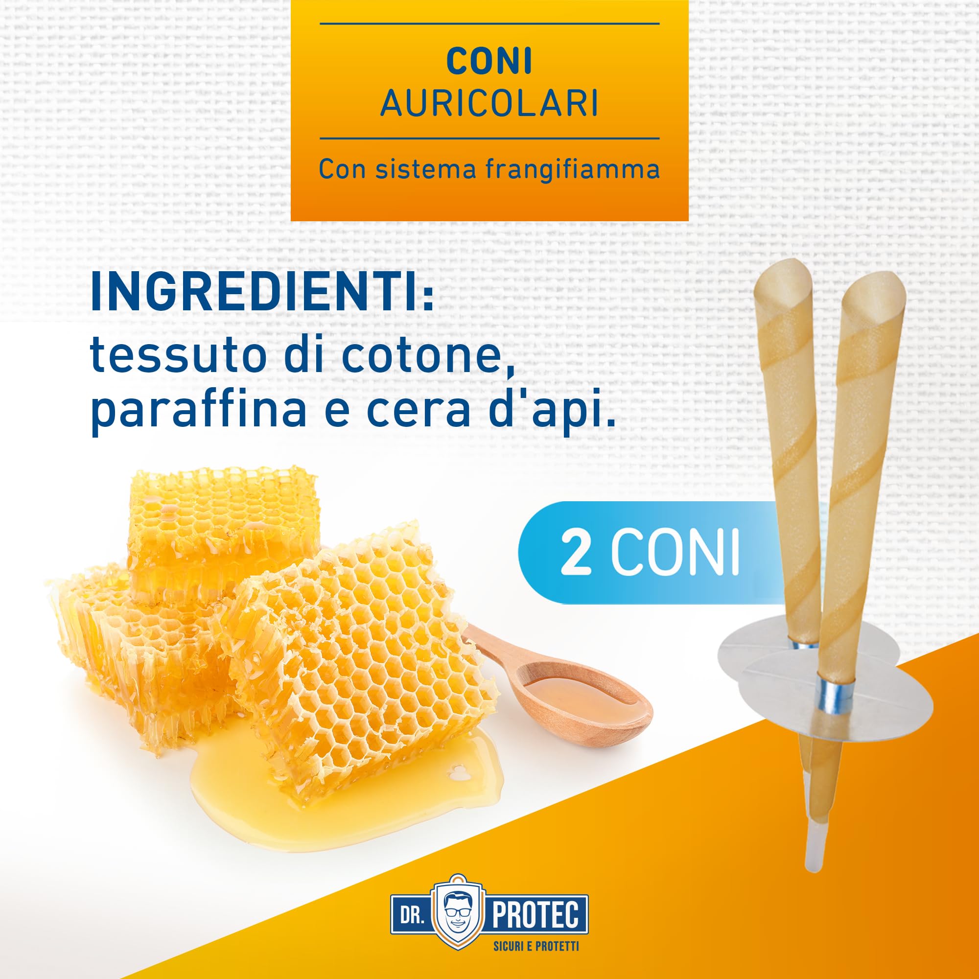 Dr Protec, Cono Auricolare con sistema frangifiamma, 2 coni per confezione
